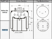 拖掛車空氣彈簧氣囊 Trailer air spring airbag 1V4113G01 1V4113 OV9122 1R14-113 